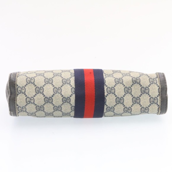 GUCCI Sherry Line GG Canvas Clutch Bag Navy Red Auth ai590 - Picture 8 of 16